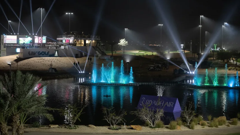 image: A general view during the first round of LIV Golf Riyadh at Riyadh Golf Club on Thursday, February 06, 2025 in Riyadh, Saudi Arabia. (Photo by Montana Pritchard/LIV Golf)