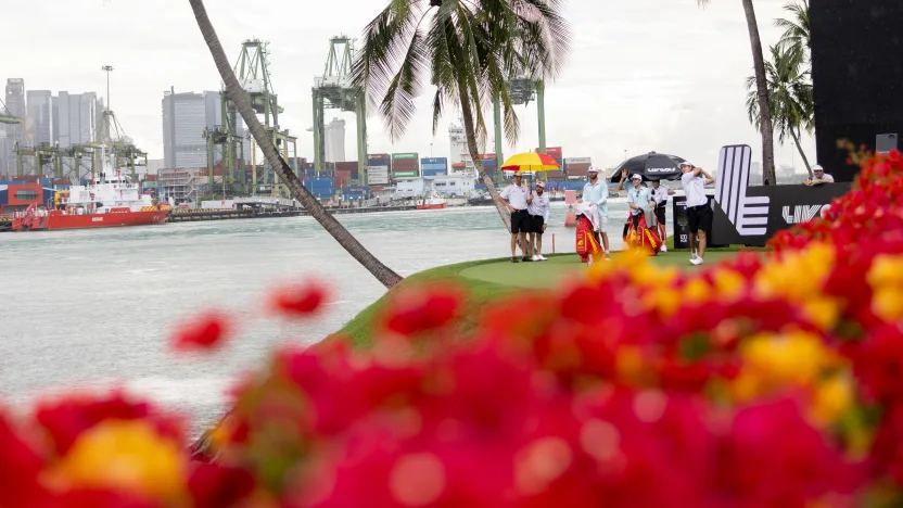 Luis Masaveu of Fireballs GC hits his shot from the seventh tee during the practice round before the start of LIV Golf Singapore at Sentosa Golf Club on Wednesday, March 12, 2025 in Sentosa, Singapore. (Photo by Chris Trotman/LIV Golf)