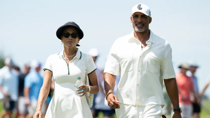 Nicole Ari Parker and Boris Kodjoe attend LIV Golf Indianapolis 2025. 