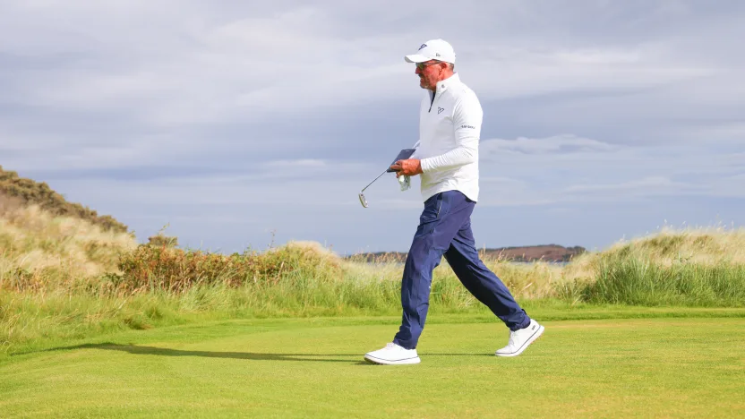 Captain Phil Mickelson of HyFlyers GC walks on the sixth hole during the first round of The Open Championship at Royal Portrush Golf Club on Thursday, July 17, 2025 in Portrush, Northern Ireland. (Photo by Chris Trotman/LIV Golf)