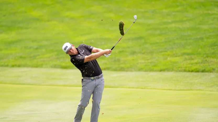 Talor Gooch of Smash GC hits his shot from the fifth fairway during the second round of LIV Golf Virginia at Robert Trent Jones Golf Club on Saturday, June 07, 2025 in Gainesville, Virginia. (Photo by Pedro Salado/LIV Golf)