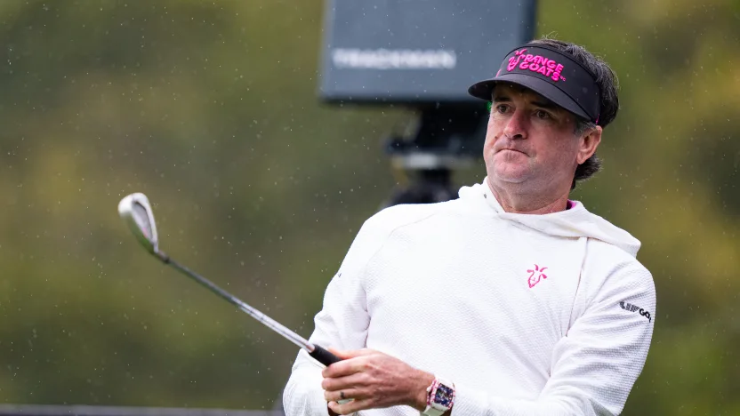 Captain Bubba Watson of RangeGoats GC hits his shot on the second hole during the pro-am before the start of LIV Golf Hong Kong at Hong Kong Golf Club Fanling on Thursday, March 06, 2025 in Fanling, Hong Kong. (Photo by Pedro Salado/LIV Golf)