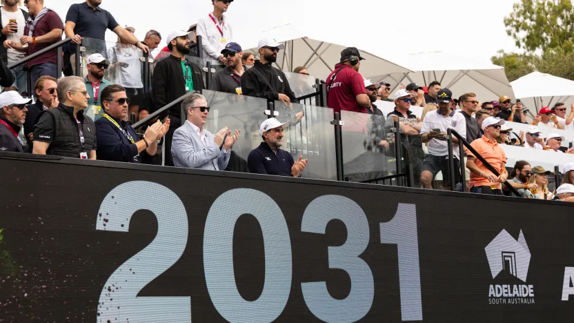 LIV Golf Adelaide 2031 signage seen during the final round of LIV Golf Adelaide at Grange Golf Club on Sunday, February 16, 2025 in Adelaide, Australia. (Photo by Scott Taetsch/LIV Golf)