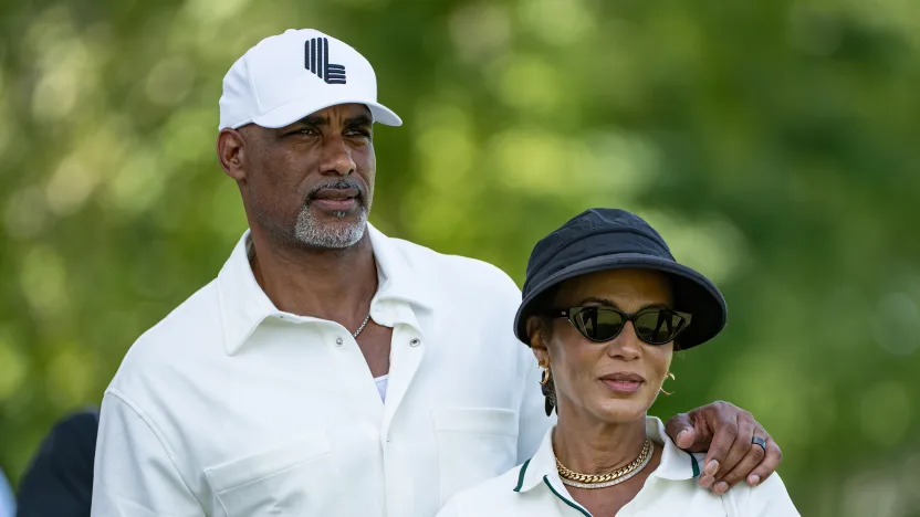 Nicole Ari Parker and Boris Kodjoe attend LIV Golf Indianapolis 2025. 