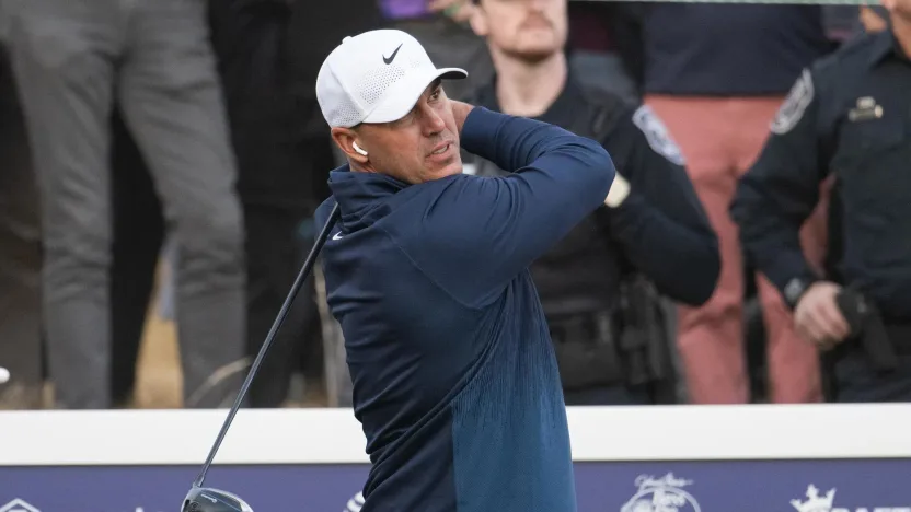 Captain Brooks Koepka of Smash GC hits his shot from the fourth tee during the Showdown at the Shadow Creek Golf Course on Tuesday, Dec. 17, 2024 in Las Vegas, Nevada. (Photo by Montana Pritchard/LIV Golf)