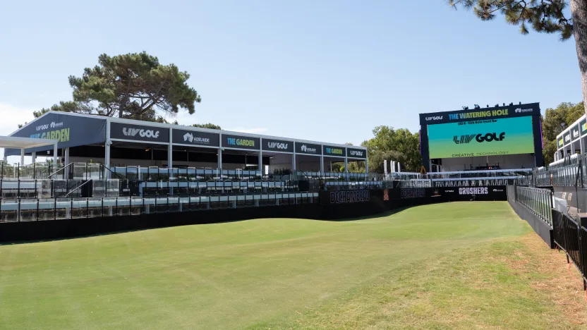 A general view of the 12th hole during the practice round before the start of LIV Golf Adelaide at Grange Golf Club on Tuesday, February 11, 2025 in Adelaide, Australia. (Photo by Pedro Salado/LIV Golf)