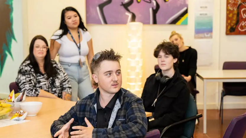 Attendees during the LIV Golf Social Impact for the First Jobs Pathways Program ahead of LIV Golf Adelaide at the Whitelion Community Centre on Tuesday, Apr. 18, 2023 in Adelaide, Australia. (Photo by Montana Pritchard/LIV Golf)