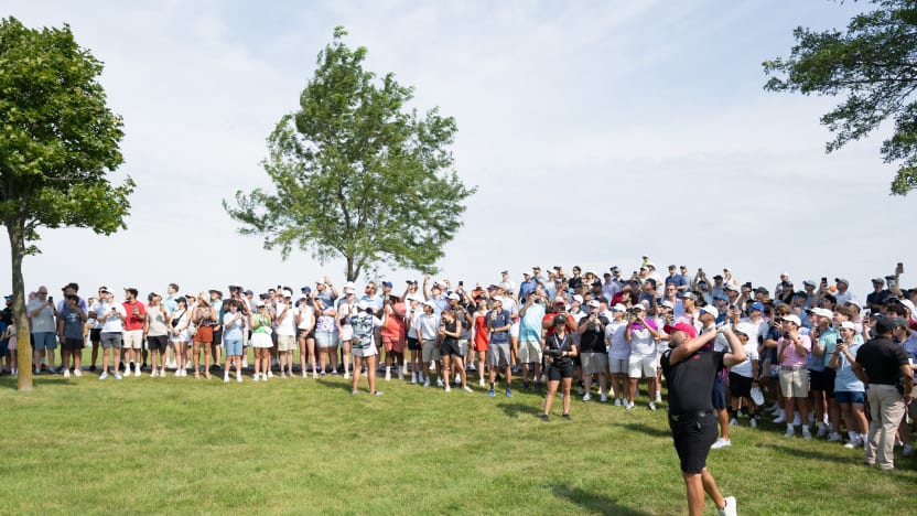 Captain Jon Rahm of Legion XIII hits his shot on the third hole during the final round of LIV Golf Chicago at Bolingbrook Golf Club on Sunday, August 10, 2025 in Bolingbrook, Illinois. (Photo by Charles Laberge/LIV Golf)