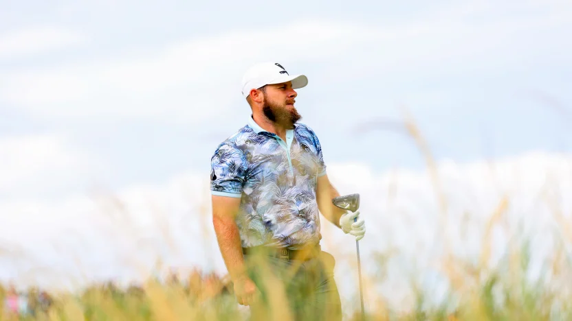Tyrrell Hatton of Legion XIII watches his shot from the eighth tee during the first round of The Open Championship at Royal Portrush Golf Club on Thursday, July 17, 2025 in Portrush, Northern Ireland. (Photo by Chris Trotman/LIV Golf)