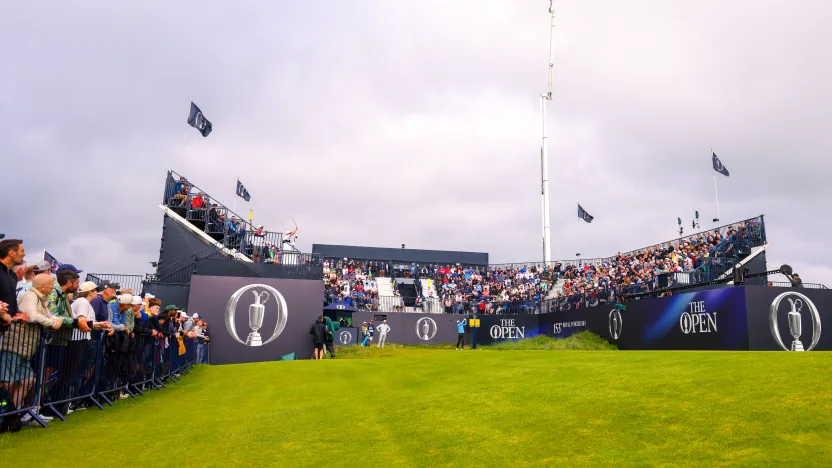 Co-Captain Henrik Stenson of Majesticks GC hits his shot from the first tee during the third round of The Open Championship at Royal Portrush Golf Club on Saturday, July 19, 2025 in Portrush, Northern Ireland. (Photo by Chris Trotman/LIV Golf)