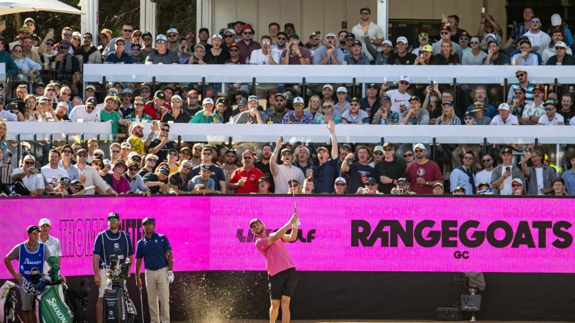 Thomas Pieters of RangeGoats GC hits his shot from the 12th tee during the final round of LIV Golf Adelaide at the Grange Golf Club on Sunday, April 28, 2024 in Adelaide, Australia. (Photo by Montana Pritchard/LIV Golf)