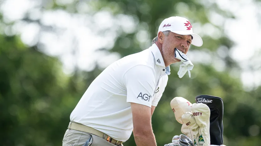 Matt Jones of Ripper GC is seen on the driving range during the practice round before the start of LIV Golf Virginia at Robert Trent Jones Golf Club on Tuesday, June 03, 2025 in Gainesville, Virginia. (Photo by Charles Laberge/LIV Golf)