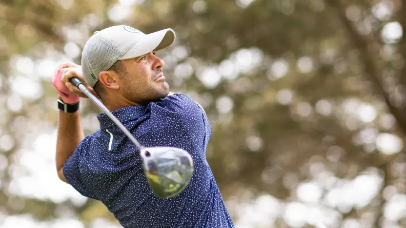 Content creator Wesley Bryan hits his shot from the second tee during the Duels Virginia before the start of LIV Golf Virginia at Robert Trent Jones Golf Club on Tuesday, June 03, 2025 in Gainesville, Virginia. (Photo by Chris Trotman/LIV Golf)