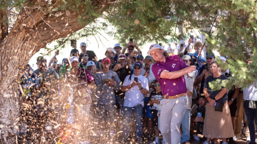 Captain Cameron Smith of Ripper GC hits his shot from the rough on the 17th hole during the final round of LIV Golf Adelaide at Grange Golf Club on Sunday, February 16, 2025 in Adelaide, Australia. (Photo by Mateo Villalba/LIV Golf)