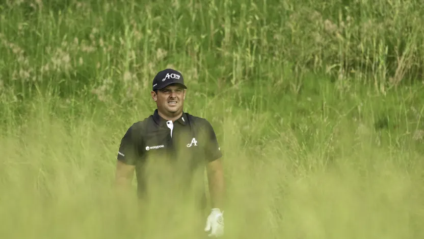 Patrick Reed of 4Aces GC on the seventh tee during the final round of the US Open at Oakmont Country Club on Sunday, June 15, 2025 in Oakmont, Pennsylvania. (Photo by Charles Laberge/LIV Golf)