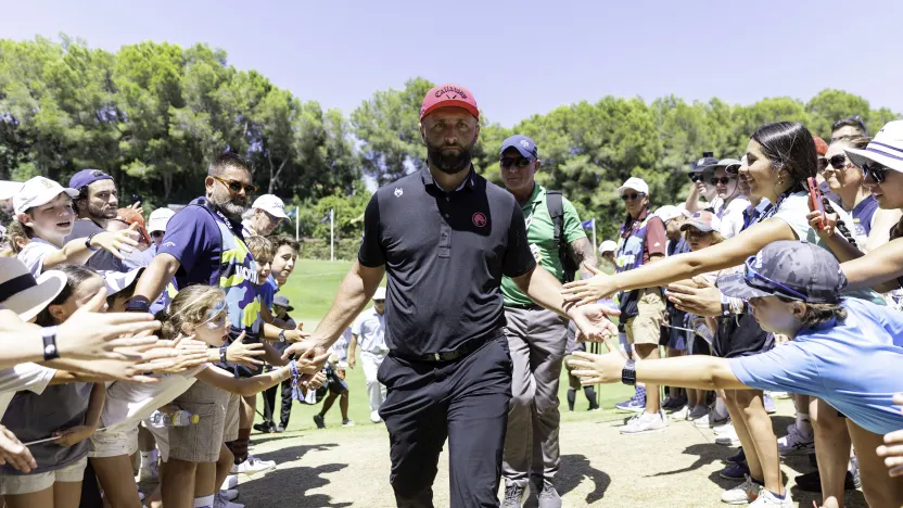 Captain Jon Rahm of Legion XIII walks the 18th hole during the final round of LIV Golf Andalucía at Real Club Valderrama on Sunday, July 13, 2025 in San Roque, Spain. (Photo by Jon Ferrey/LIV Golf)