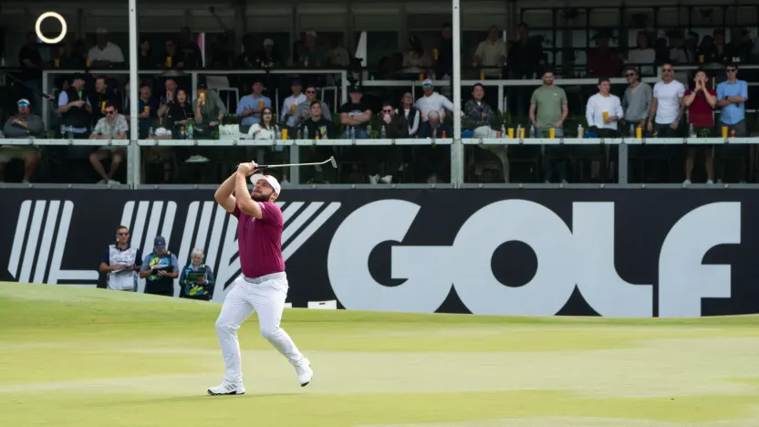 Tyrrell Hatton of Legion XIII reacts on the 17th green during the second round of LIV Golf Hong Kong at Hong Kong Golf Club Fanling on Saturday, March 08, 2025 in Fanling, Hong Kong. (Photo by Mike Stobe/LIV Golf)