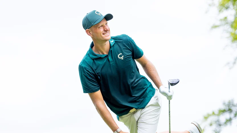 Adrian Meronk of Cleeks GC watches his shot from the third tee during the final round of LIV Golf Singapore at Sentosa Golf Club on Sunday, March 16, 2025 in Sentosa, Singapore. (Photo by Chris Trotman/LIV Golf)