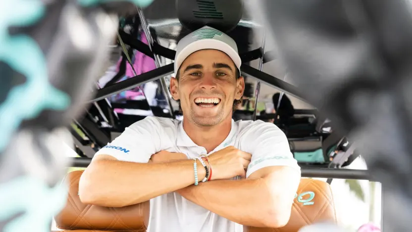 Captain Joaquín Niemann of Torque GC is seen in a golf cart during The Duels before the start of LIV Golf Miami at Trump National Doral on Thursday, April 03, 2025 in Miami, Florida. (Photo by Charles Laberge/LIV Golf)