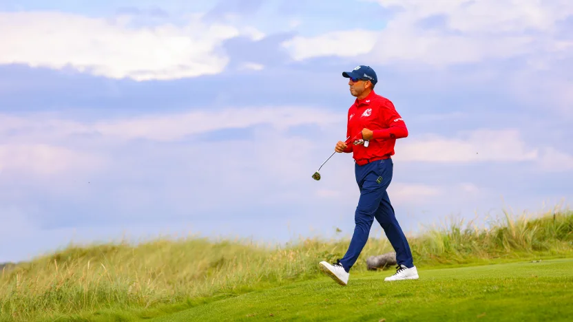 Captain Sergio Garcia of Fireballs GC walks on the sixth hole during the third round of The Open Championship at Royal Portrush Golf Club on Saturday, July 19, 2025 in Portrush, Northern Ireland. (Photo by Chris Trotman/LIV Golf)