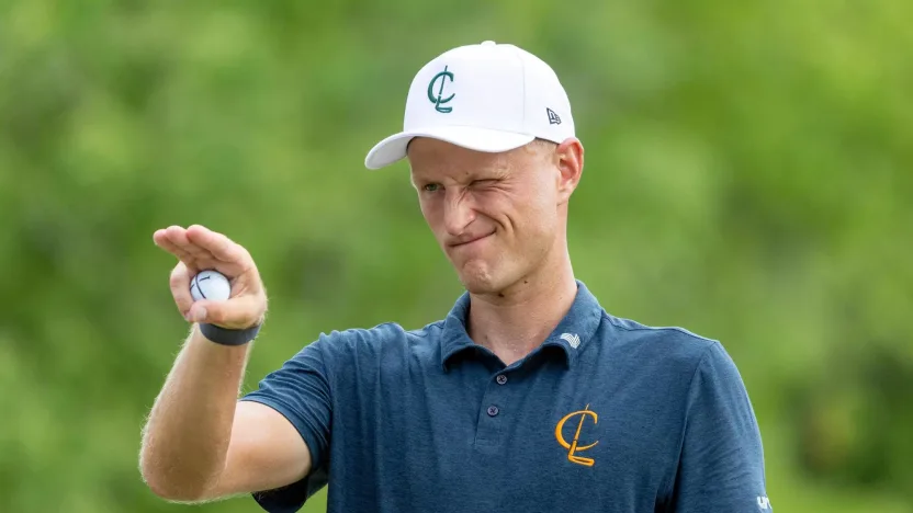 Adrian Meronk of Cleeks GC on the 16th green during the final round of LIV Golf Houston at Golf Club of Houston on Sunday, June 09, 2024 in Humble, Texas. (Photo by Sam Greenwood/LIV Golf)