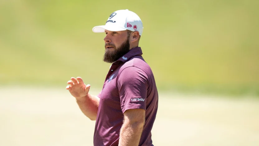 In the hole: Hatton chips in for birdie on Day 2