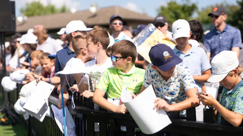 Fans are seen before the quarterfinals of LIV Golf Team Championship Michigan at The Cardinal at Saint John’s on Friday, August 22, 2025 in Plymouth, MIchigan. (Photo by Pedro Salado/LIV Golf)