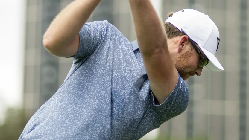 Andy Ogletree of HyFlyers GC hits his shot on the driving range during the practice round before the start of LIV Golf Hong Kong at the Hong Kong Golf Club Fanling on Monday, March 3rd, 2025 in Fanling, Hong Kong. (Photo by Jon Ferrey/LIV Golf)