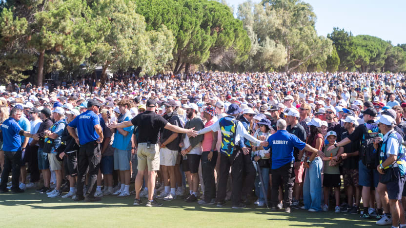 General view of fans at the Trophy ceremony after the final round of LIV Golf Adelaide at Grange Golf Club on Sunday, February 16, 2025 in Adelaide, Australia. (Photo by Mateo Villalba/LIV Golf)
