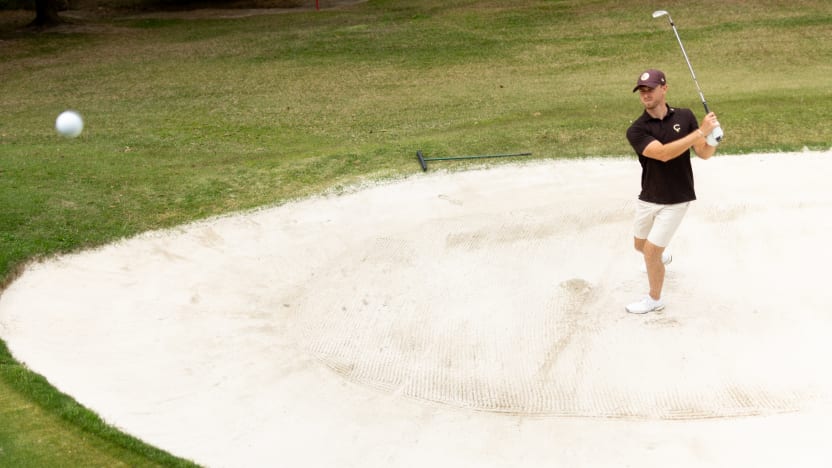 Frederik Kjettrup of Cleeks GC hits his shot from a bunker on the 15th hole during the practice round before the start of LIV Golf Hong Kong at Hong Kong Golf Club Fanling on Tuesday, March 04, 2025 in Fanling, Hong Kong. (Photo by Jon Ferrey/LIV Golf)