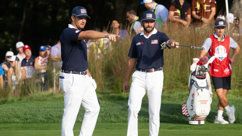 Bryson DeChambeau of Team USA is seen during the morning foursomes of the Ryder Cup at Bethpage Black Golf Course on Saturday, September 27, 2025 in Farmingdale, New York. (Photo by Charles Laberge/LIV Golf)