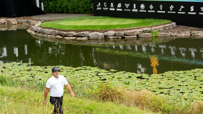 Patrick Reed of 4Aces GC is seen walking during the practice round before the start of LIV Golf United Kingdom by JCB at JCB Golf & Country Club on Tuesday, July 22, 2025 in Rocester, England. (Photo by Charles Laberge/LIV Golf)