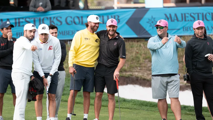 RangeGoats GC team seen during the Caddie Tournament before the start of LIV Golf United Kingdom at JCB Golf & Country Club on Wednesday, July 23, 2025 in Rocester, England. (Photo by Mateo Villalba/LIV Golf)
