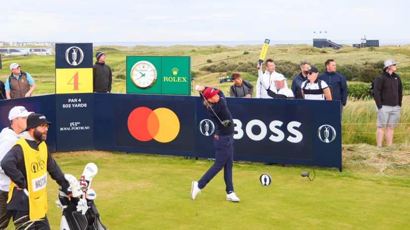 Captain Cameron Smith of Ripper GC hits his shot from the fourth tee during the first round of The Open Championship at Royal Portrush Golf Club on Thursday, July 17, 2025 in Portrush, Northern Ireland. (Photo by Chris Trotman/LIV Golf)