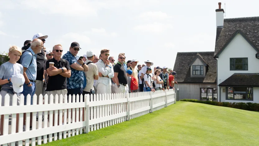 Fans are seen before the first round of LIV Golf United Kingdom at JCB Golf & Country Club on Friday, July 25, 2025 in Rocester, England. (Photo by Mateo Villalba/LIV Golf)