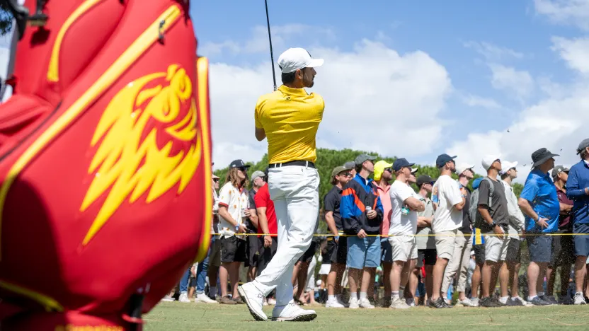 Abraham Ancer of Fireballs GC hits his shot from the 16th tee during the second round of LIV Golf Adelaide at Grange Golf Club on Saturday, February 15, 2025 in Adelaide, Australia. (Photo by Charles Laberge/LIV Golf)