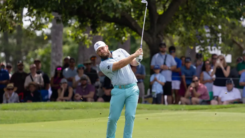 Tyrrell Hatton of Legion XIII hits his shot on the first fairway during the third round of the 2025 PGA Championship at Quail Hollow Club on Saturday, May 17, 2025 in Charlotte, North Carolina. (Photo by Jon Ferrey/LIV Golf)