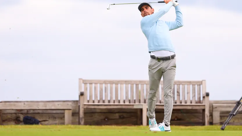 Captain Joaquín Niemann of Torque GC hits his shot from the sixth tee during the second round of The Open Championship at Royal Portrush Golf Club on Friday, July 18, 2025 in Portrush, Northern Ireland. (Photo by Chris Trotman/LIV Golf)