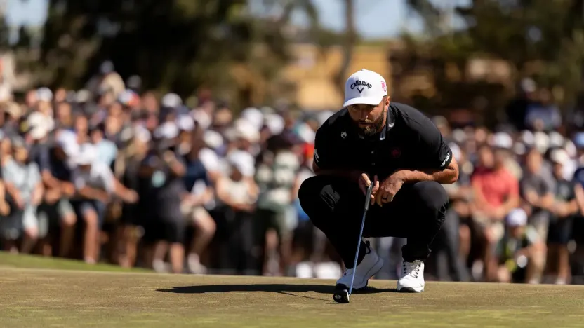 Captain Jon Rahm of Legion XIII reads his putt on the 18th green during the final round of LIV Golf Adelaide at Grange Golf Club on Sunday, February 16, 2025 in Adelaide, Australia. (Photo by Scott Taetsch/LIV Golf)