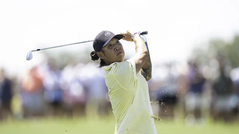 Wild Card player, Anthony Kim hits his shot from the 10th fairway during the second round of LIV Golf Dallas at Maridoe Golf Club on Saturday, June 28, 2025 in Carrollton, Texas. (Photo by LIV Golf)