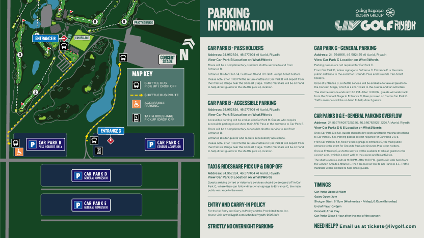 LIV Riyadh 2026 Parking Map