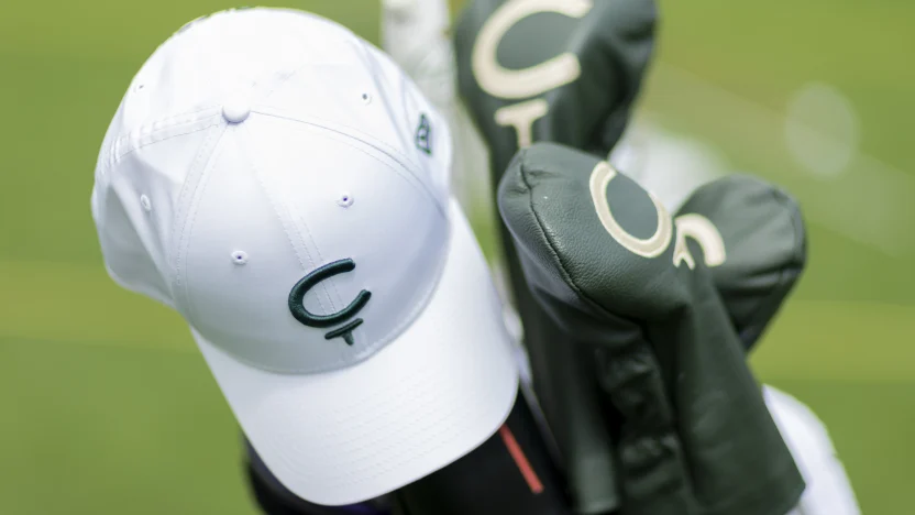 A detail view of the golf club covers and hat belonging to Frederik Kjettrup of Cleeks GC on the driving range during the practice round before the start of LIV Golf Hong Kong at the Hong Kong Golf Club Fanling on Monday, March 3rd, 2025 in Fanling, Hong Kong. (Photo by Jon Ferrey/LIV Golf)