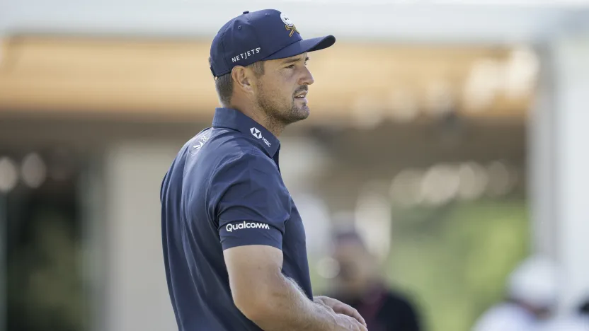 Captain Bryson DeChambeau of Crushers GC on the putting green during the final round of LIV Golf Andalucía at Real Club Valderrama on Sunday, July 13, 2025 in San Roque, Spain. (Photo by Mateo Villalba/LIV Golf)