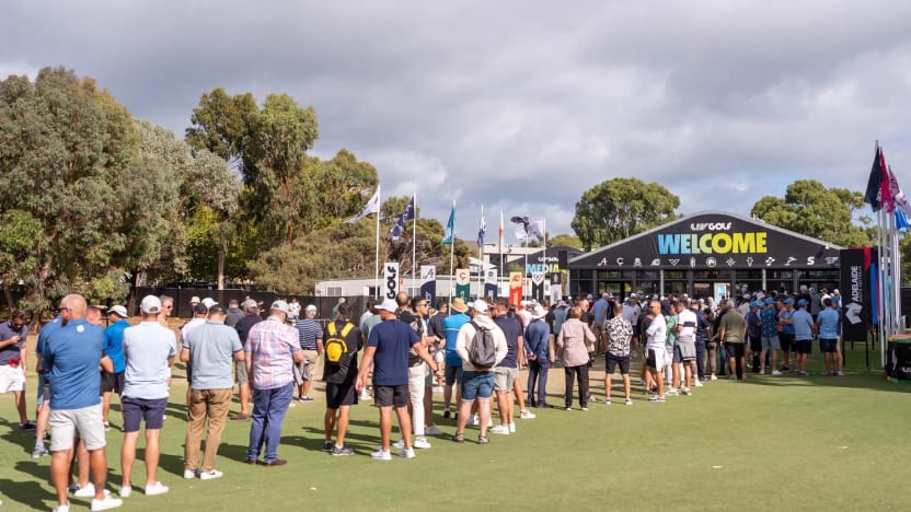 Entrance lineup seen during the first round of LIV Golf Adelaide at Grange Golf Club on Friday, February 14, 2025 in Adelaide, Australia. (Photo by Mateo Villalba/LIV Golf)