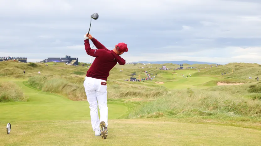 Lucas Herbert of Ripper GC hits his shot from the seventh tee during the first round of The Open Championship at Royal Portrush Golf Club on Thursday, July 17, 2025 in Portrush, Northern Ireland. (Photo by Chris Trotman/LIV Golf)