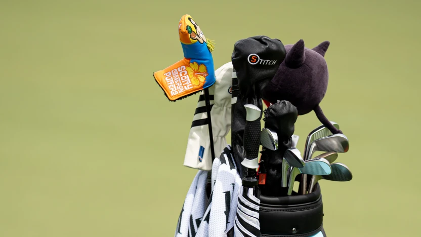 Captain Kevin Na of Iron Heads GC golf bag seen during the practice round before the start of LIV Golf Singapore at Sentosa Golf Club on Tuesday, March 11, 2025 in Sentosa, Singapore. (Photo by Pedro Salado/LIV Golf)