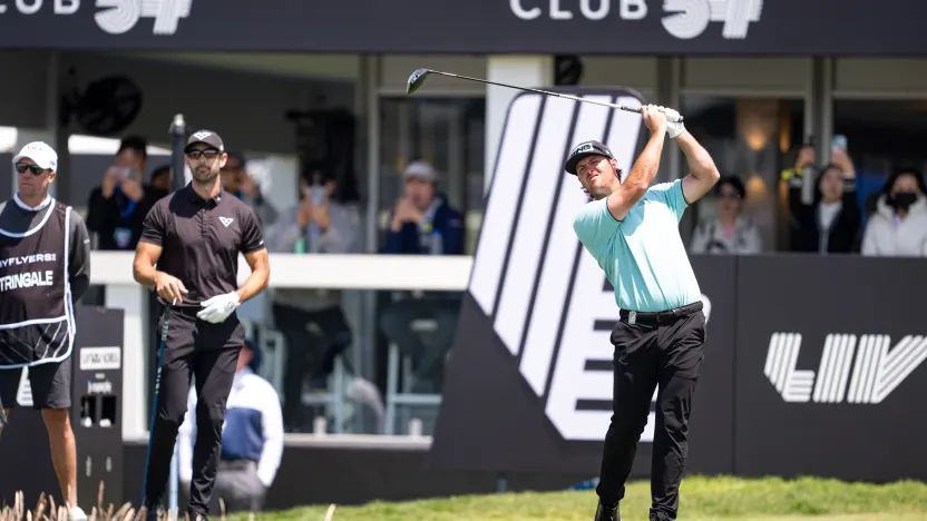 Mito Pereira of Torque GC hits his shot from the 10th tee during the final round of LIV Golf Korea at Jack Nicklaus Golf Club on Sunday, May 04, 2025 in Incheon, South Korea. (Photo by Mateo Villalba/LIV Golf)