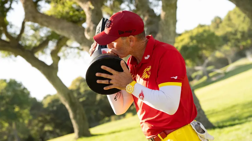 First place individual champion, Captain Sergio Garcia of Fireballs GC poses with the trophy after the final round of LIV Golf Andalucía at Real Club Valderrama on Sunday, July 14, 2024 in San Roque, Spain. (Photo by Pedro Salado/LIV Golf)