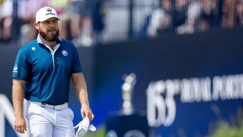 Tyrrell Hatton of Legion XIII walks off the first tee during the final round of The Open Championship at Royal Portrush Golf Club on Sunday, July 20, 2025 in Portrush, Northern Ireland. (Photo by LIV Golf)