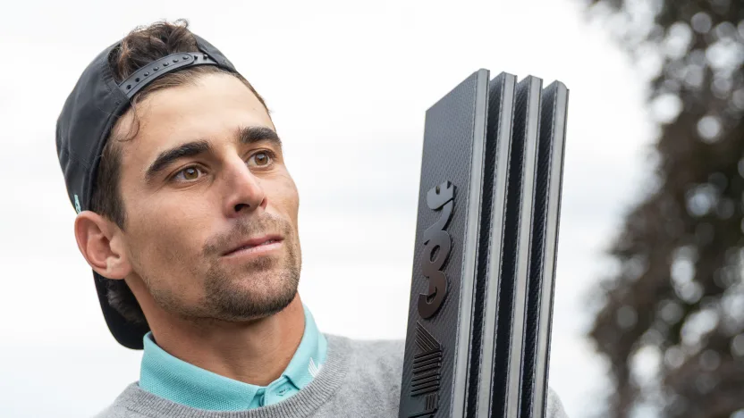 First place individual champion Captain Joaquín Niemann of Torque GC celebrates on the stage following the final round of LIV Golf United Kingdom at JCB Golf & Country Club on Sunday, July 27, 2025 in Rocester, England. (Photo by Jon Ferrey/LIV Golf)